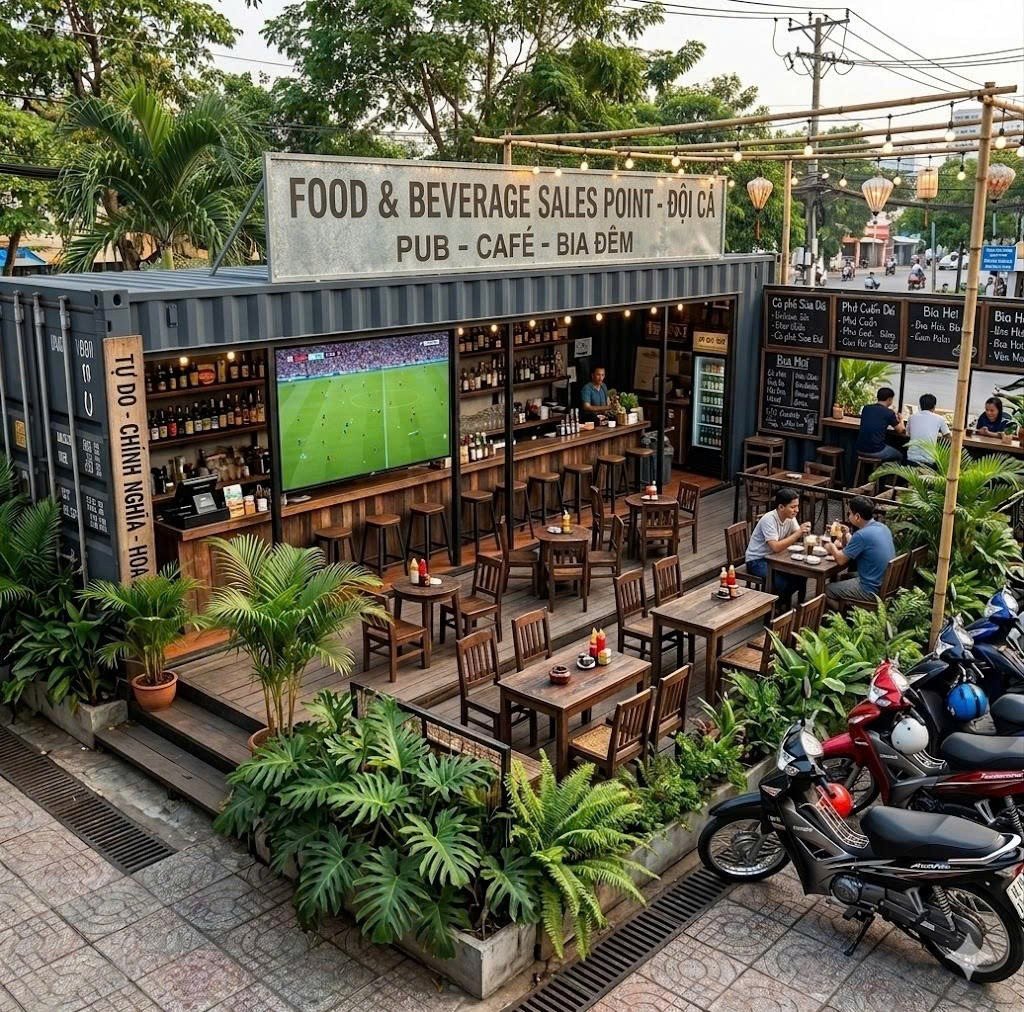 Container Cafe 40 Feet Xám