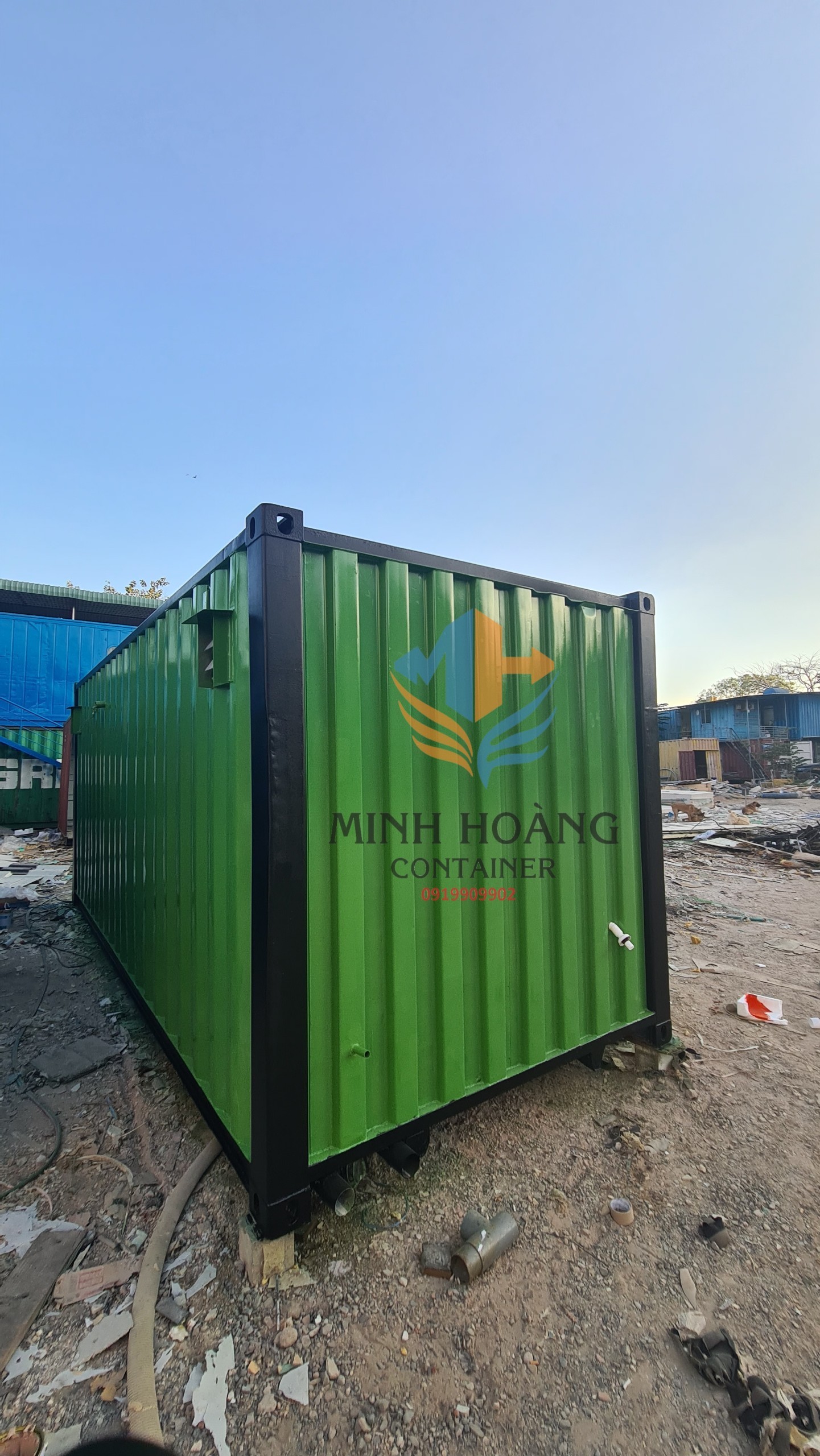 Container văn phòng - nhà ở 20 feet xanh lá viền đen