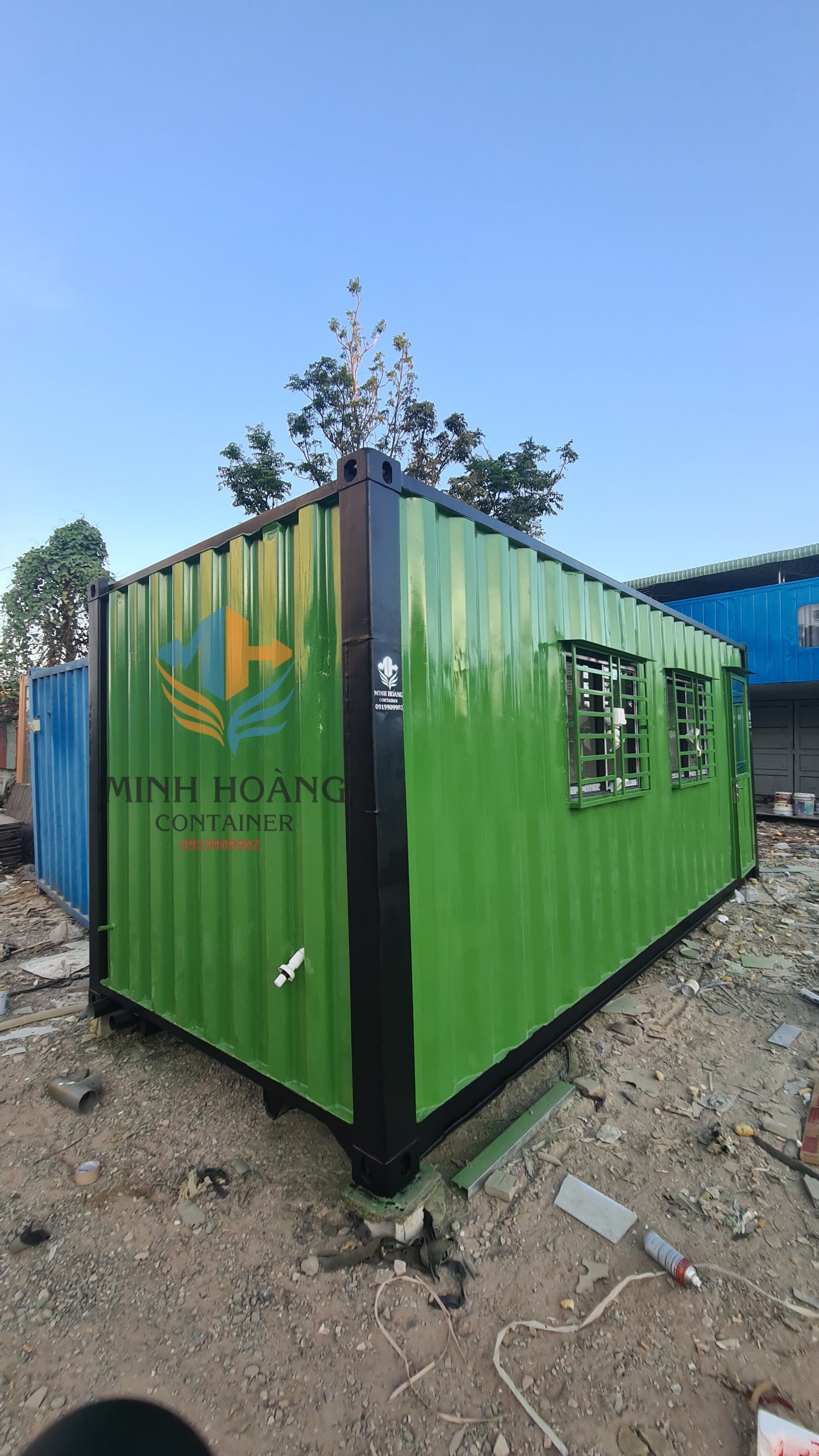 Container văn phòng - nhà ở 20 feet xanh lá viền đen